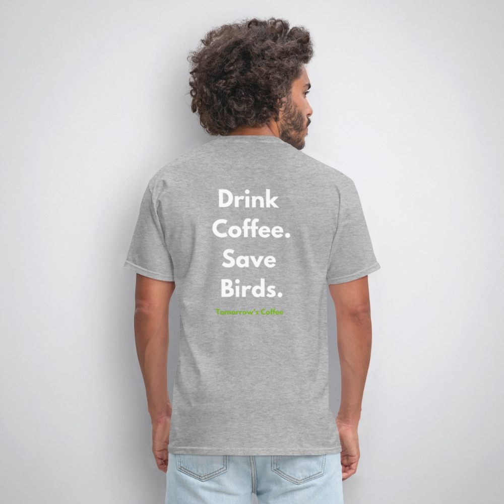 Men's T-Shirt | Drink Coffee. Save Birds. - heather gray