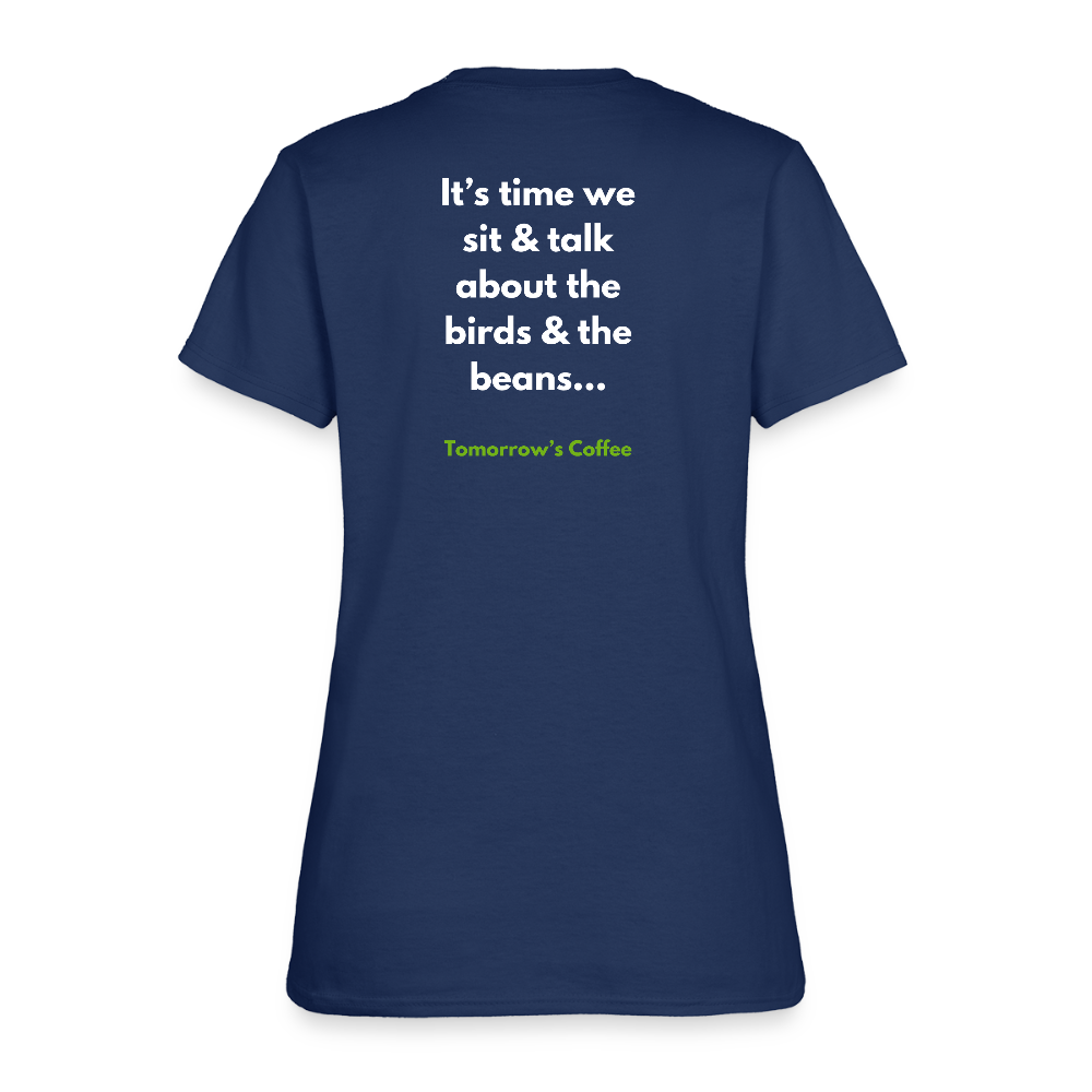 Women's T-Shirt | The Birds & The Beans Talk. -  blue dusk