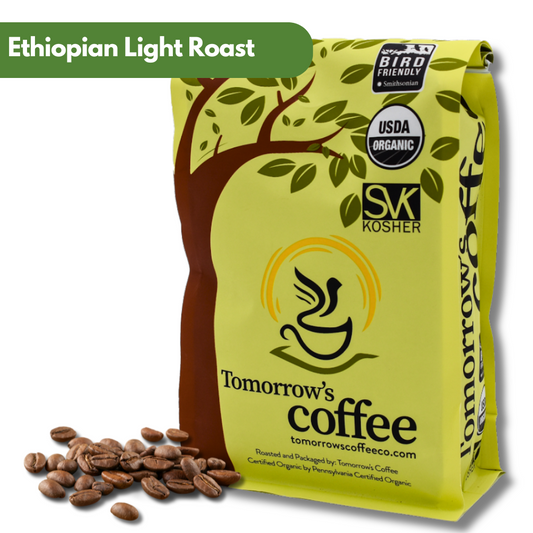 Tomorrow's Coffee, Ethiopian Single Origin, Light Roast, Ground or Whole Bean, 1 lb.